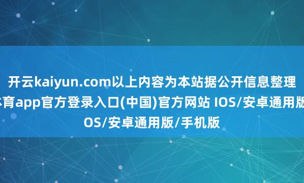 开云kaiyun.com以上内容为本站据公开信息整理-kai云体育app官方登录入口(中国)官方网站 IOS/安卓通用版/手机版